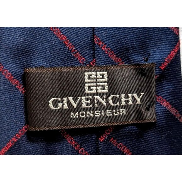 Vintage 80s/90s GIVENCHY MONSIEUR Navy & Red McCormick & Company Tie - Picture 2 of 5